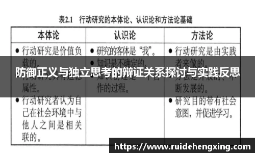 防御正义与独立思考的辩证关系探讨与实践反思